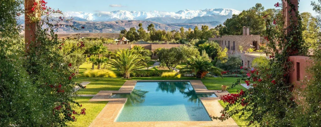 Pool view from one of the Best Luxury Mountain Resorts in Marrakesh