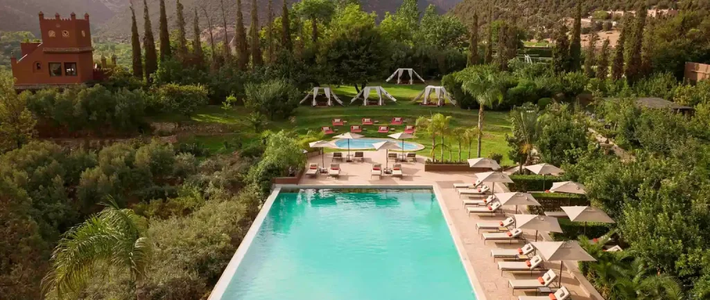 Pool view from one of the Best Luxury Mountain Resorts in Marrakesh
